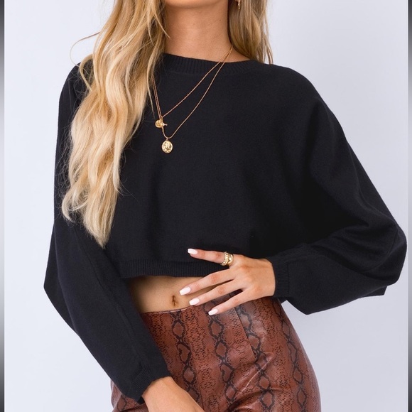 Princess Polly Thorpe Cropped Black Sweatshirt - Picture 6 of 7